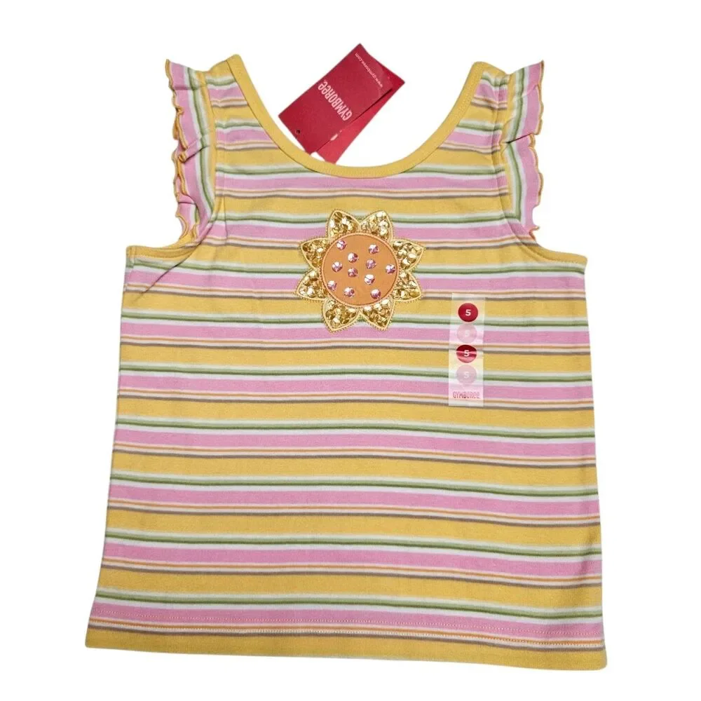 Vintage Gymboree Tank Top Size 5 Multicolor Striped Sunflower Fields 2006 NWT